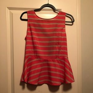 Pink and tan with a black tie in the back